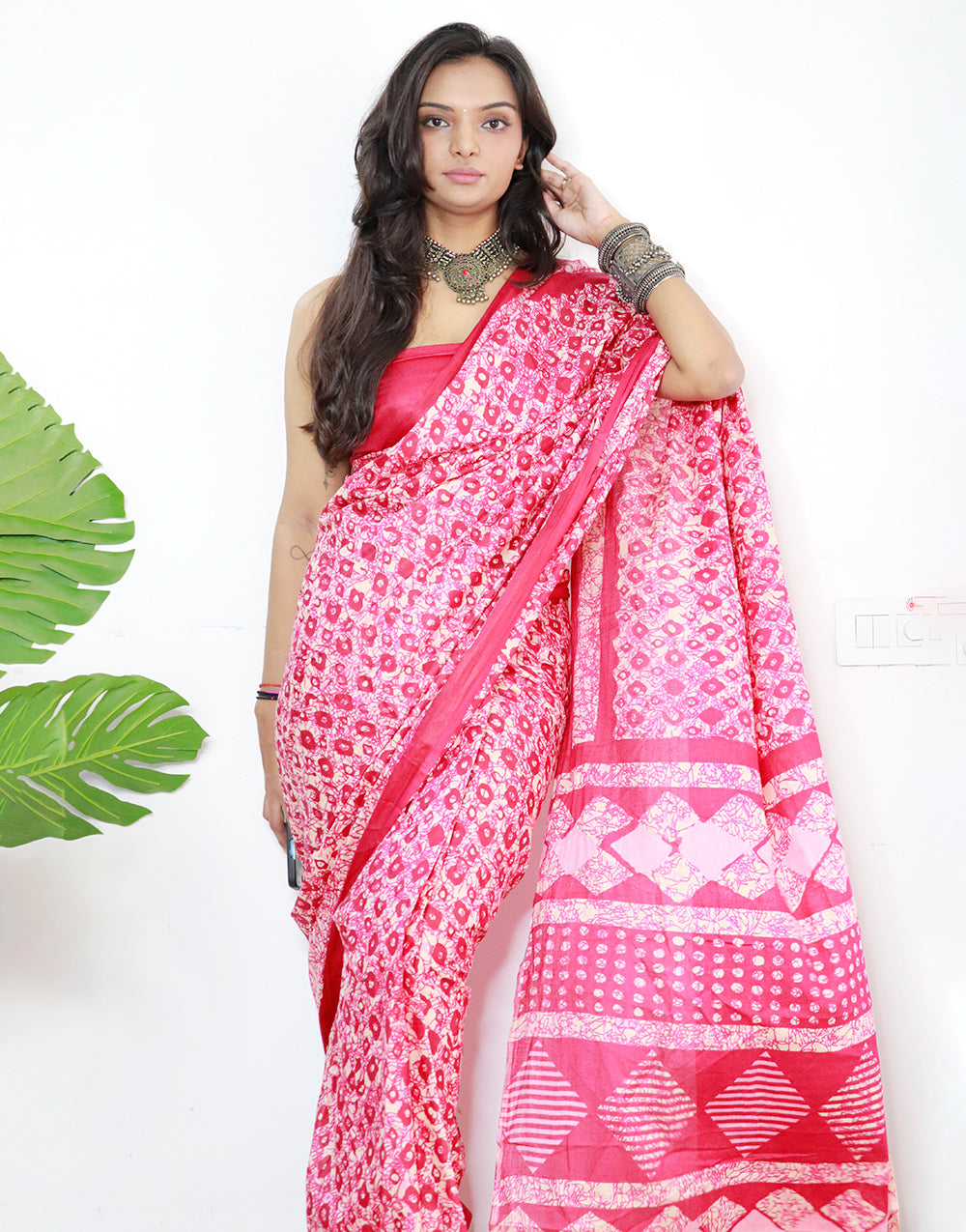 Punch Pink Pure Soft Cotton Saree With Printed Work