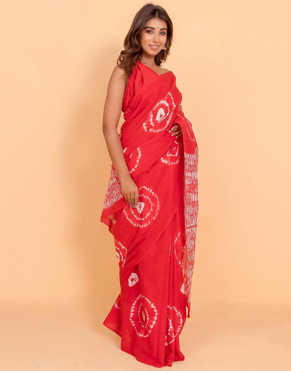 Red Pure Soft Cotton Saree With Printed Work