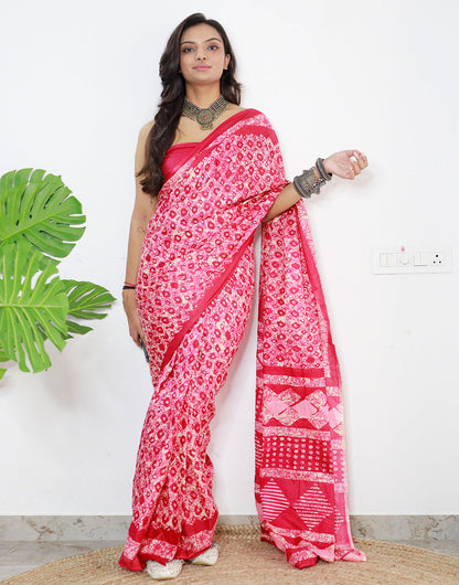 Punch Pink Pure Soft Cotton Saree With Printed Work