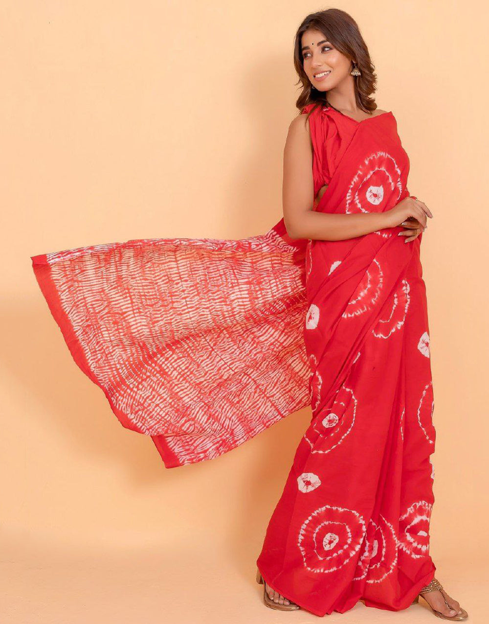 Red Pure Soft Cotton Saree With Printed Work