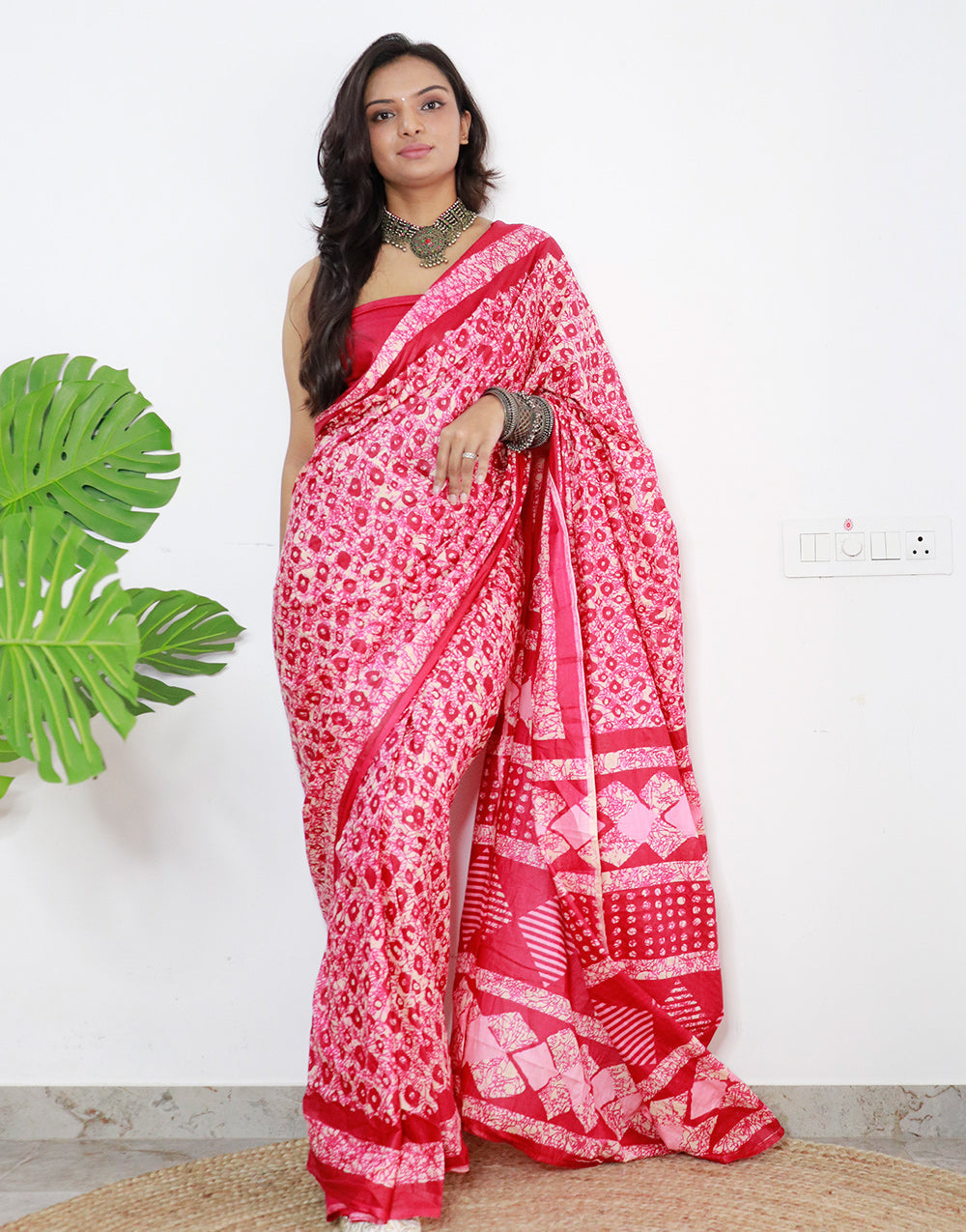 Punch Pink Pure Soft Cotton Saree With Printed Work