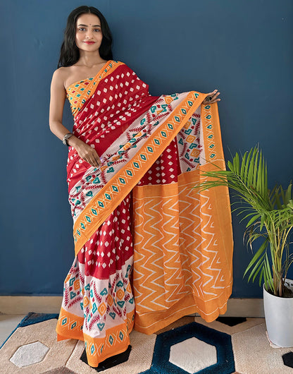 Multi Pure Soft Mulmul Cotton Saree With Printed Work