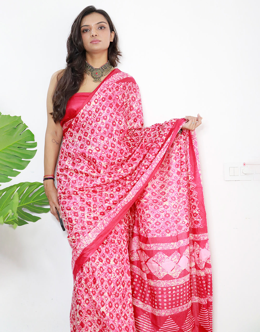 Punch Pink Pure Soft Cotton Saree With Printed Work