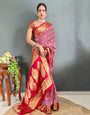 Dark Pink Art Silk Saree With Zari Weaving Border & Rich Pallu