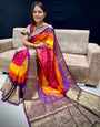 Purple Hand Bandhej Bandhani Saree With Weaving Work