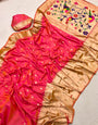 Gajari Pink Paithani Silk Saree With Weaving Work