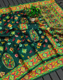 Dark Green Meenakari Weaving Silk Saree