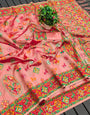 Georgia Peach Meenakari Weaving Silk Saree