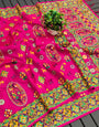 Rani Pink Meenakari Weaving Silk Saree