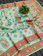 Sea Green Meenakari Weaving Silk Saree