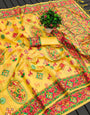 Yellow Meenakari Silk Weaving Saree