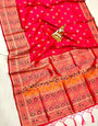 Gajari Banarasi Soft Silk Saree With Zari Weaving Work