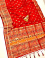 Red Banarasi Soft Silk Saree With Zari Weaving Work
