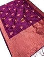 Mulberry Purple Banarasi Silk Saree With Copper Zari Weaving Work