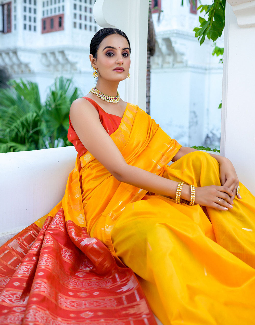 Yellow Soft Tussar Silk Saree With Zari Weaving Work