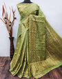 Olive Green Cotton Saree With Zari Weaving Work