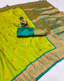 Parrot Green Banarasi Silk Saree With Zari Weaving Work
