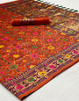 Orange Patola Saree With Weaving Work