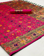 Rani Pink Patola Saree With Weaving Work