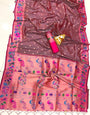 Blush Brown Paithani Silk Saree With Weaving Work