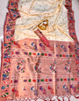 Off White Paithani Silk Saree With Weaving Work