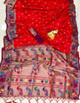 Red Paithani Silk Saree With Weaving Work