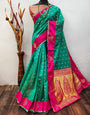 Munsell Green Linen Silk Saree With Zari Weaving Work
