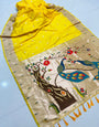 Yellow Paithani Silk Saree With Zari Weaving Work