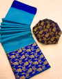 Azure Blue & Silk Saree With Weaving Work