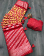 Red & Yellow Zari Weaving Banarasi Saree