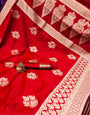 Red  Banarasi Silk Saree With Zari Weaving Work