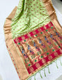 Tea Green Paithani Silk Saree With Weaving Work