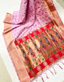 Blush Pink Paithani Silk Saree With Weaving Work