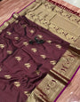 Brown Silk Saree With Zari Weaving Work