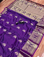 Purple Silk Saree With Zari Weaving Work