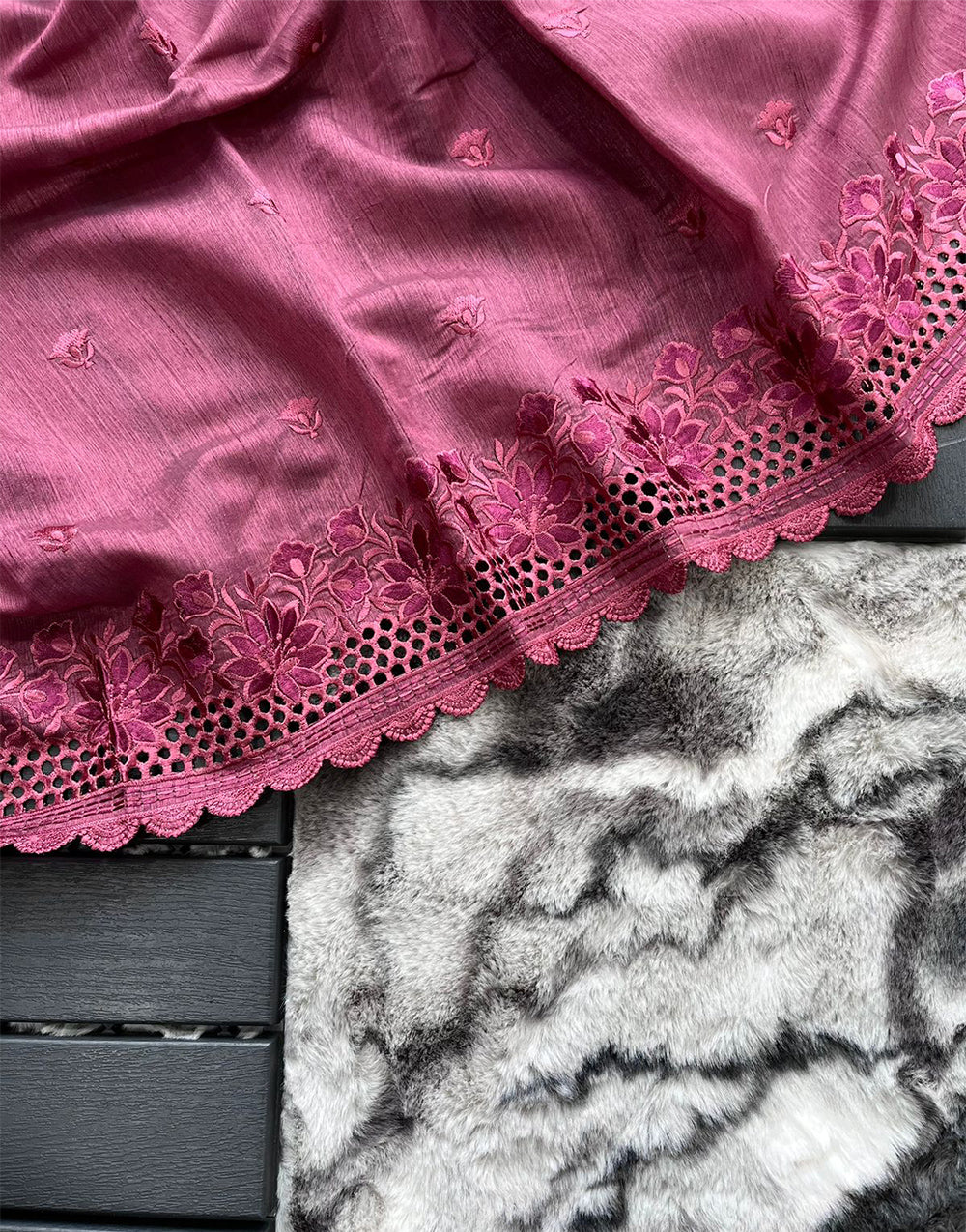Bubblegum Pink Soft Silk Saree With Embroidery Work