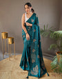 Pine Green Silk Saree With Embroidery Work