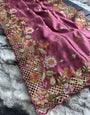 Dark Pink Silk Saree With Embroidery Work