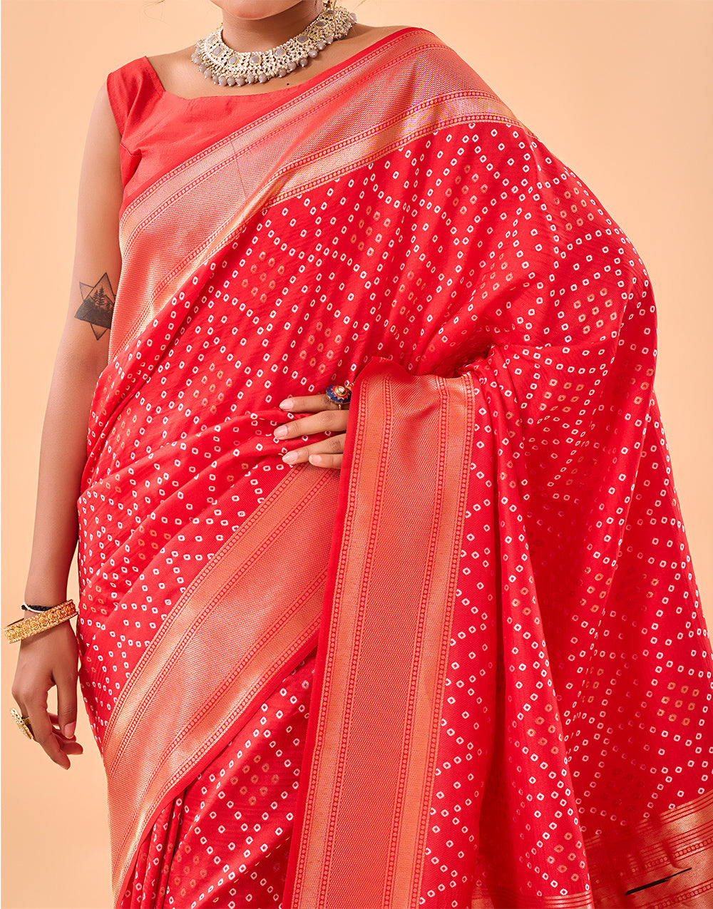 Crimson Red Paithani Silk Saree With Weaving Work