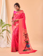 Brink Pink Paithani Silk Saree With Weaving Work