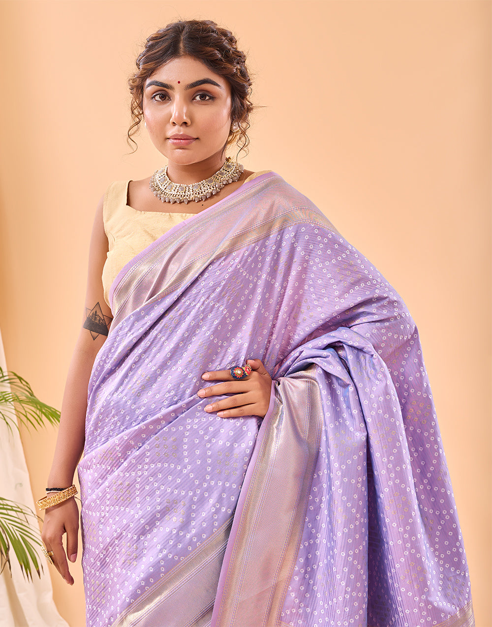 Lavender Paithani Silk Saree With Weaving Work