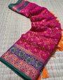 Dark Pink Patola Silk Saree With Weaving Work