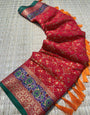 Red Patola Silk Saree With Weaving Work