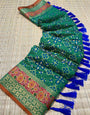 Dark Green Patola Silk Saree With Weaving Work