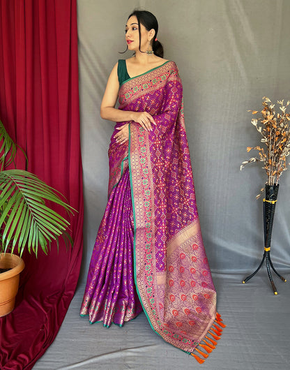 Purple Patola Saree With Weaving Work