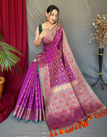 Purple Patola Saree With Weaving Work