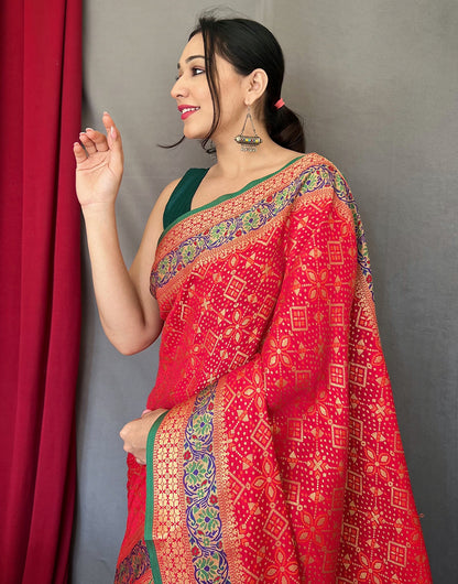 Red Patola Saree With Weaving Work