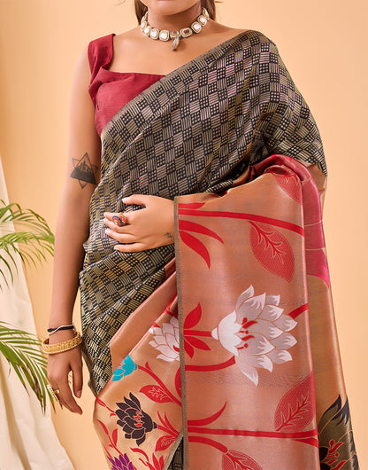 Black Paithani Silk Saree With Weaving Work