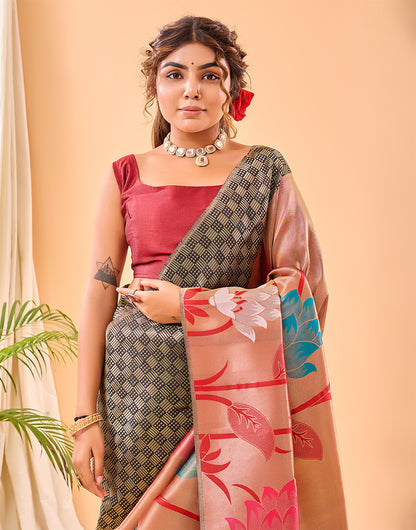 Black Paithani Silk Saree With Weaving Work