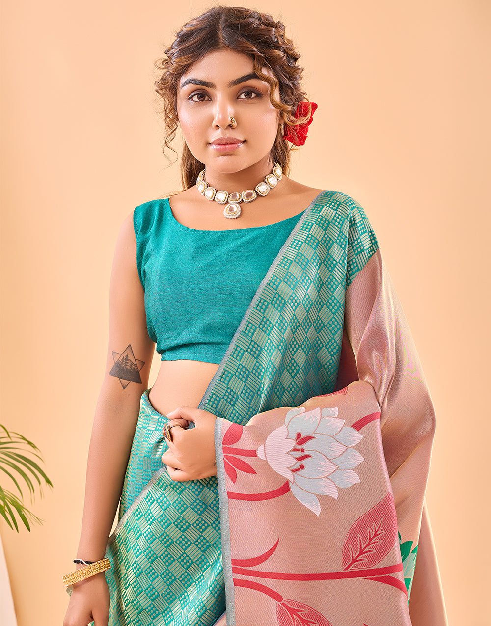 Rama Green Paithani Silk Saree With Weaving Work